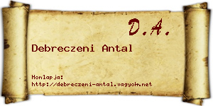 Debreczeni Antal névjegykártya
